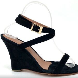 Rachel Comey Strappy Black Wedge Suede Sandals